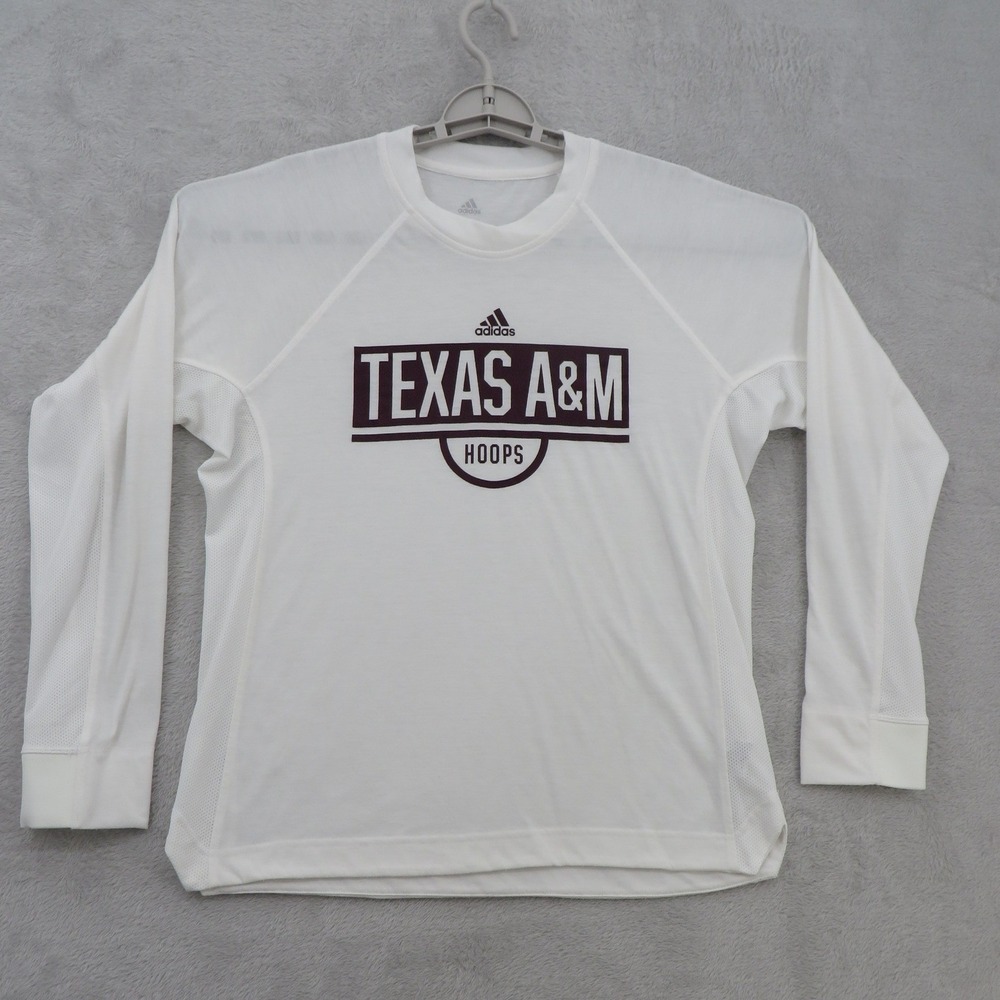 Adidas Texas A&M Hoops Shirt Mens M White Long Sleeve Basketball 2018 Aggies